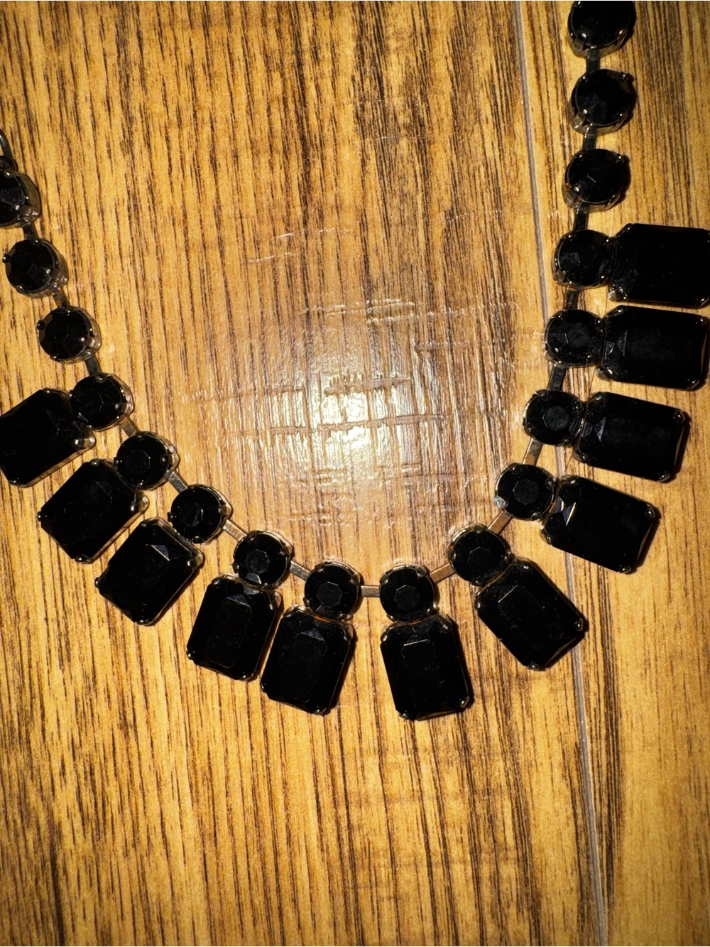 Source Unknown Black Faceted Statement Necklace